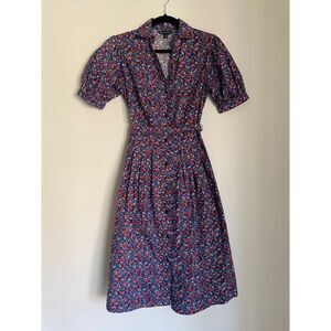Brooks Brothers Blue Floral A- Line Button Down Dress SIZE 2